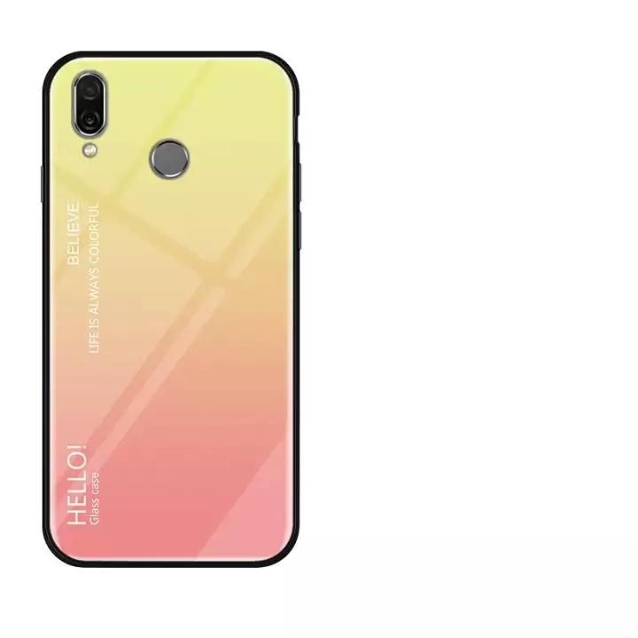 Gradient Color Tempered Glass Casing Protective Case Back Cover Soft TPU Bumper Case For Huawei Y9 2018 / Huawei Enjoy 8 Plus Case