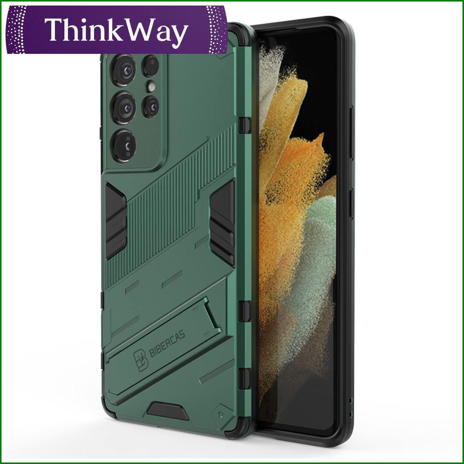 Shockproof Armor Hard Phone Casing with Camera Protection Invisible Stand Bracket Soft Silicone Bumper Anti-fall Protection Cases Back Cover For Samsung S21 Ultra & Samsung M31