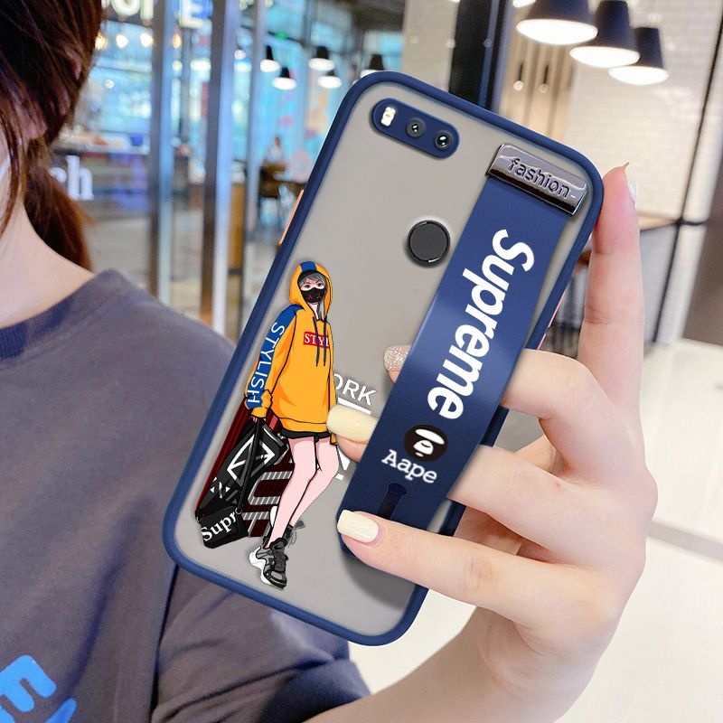 UCUC for Xiaomi Mi A1 Wrist Strap Case Creative Cartoon Handsome Girl Wristband Printing Cover Shockproof Frosted Phone Case