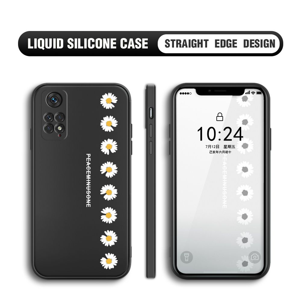 Jizetin for Redmi Note 11 / Redmi Note 11S Back Cover Fashion Style Daisy Pattern Design Liquid Silicone Phone Case Soft Full Camera Protect Phone Cases