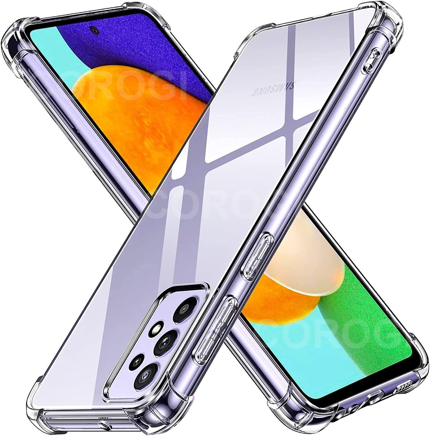 For Samsung Galaxy A52 Back Cover Shockproof Transparent Soft TPU Silicone Protector Phone Case with Shock Absorption Bumper Corners