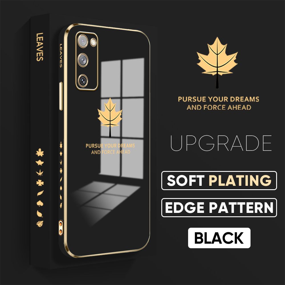 TA for Samsung Galaxy S20 FE 5G Back Cover + Free Lanyard Maple Leaf Luxury 6D Plating Case Side Pattern Soft Silicone Square Phone Cases