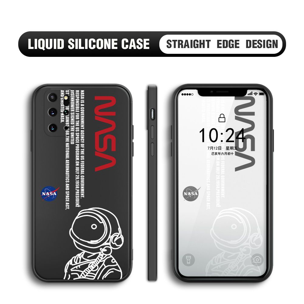 Jizetin for Samsung Galaxy S20 Plus Back Cover NASA Spacecraft Pattern Design Liquid Silicone Phone Case Soft Full Camera Protect Phone Cases