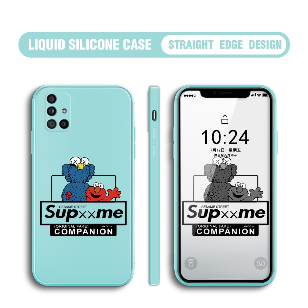 BILI for Samsung Galaxy A51 Back Cover Sesame Street Companion Multicolor Liquid Silicone Phone Case Soft Square Lens Protection Phone Cases