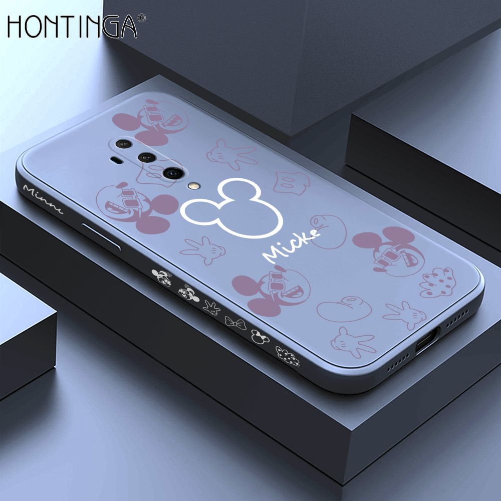 Hontinga for OnePlus 7T Pro Case Side Design Cute Mouse Avatar Back Cover Soft Square Edge Pattern Liquid Silicone Trend Phone Cases