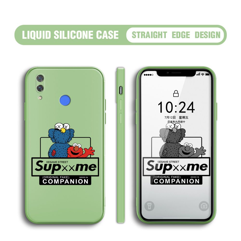 BILI for Huawei Nova 3i / P Smart Plus Back Cover Sesame Street Companion Multicolor Liquid Silicone Phone Case Soft Square Lens Protection Phone Cases