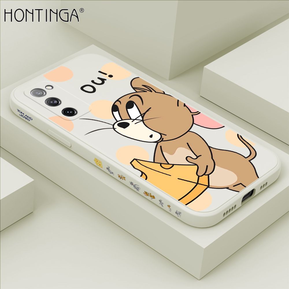 Hontinga for Samsung S20FE Case Side Design Cute Cartoon Mouse Back Cover Soft Square Edge Pattern Liquid Silicone Trend Phone Cases