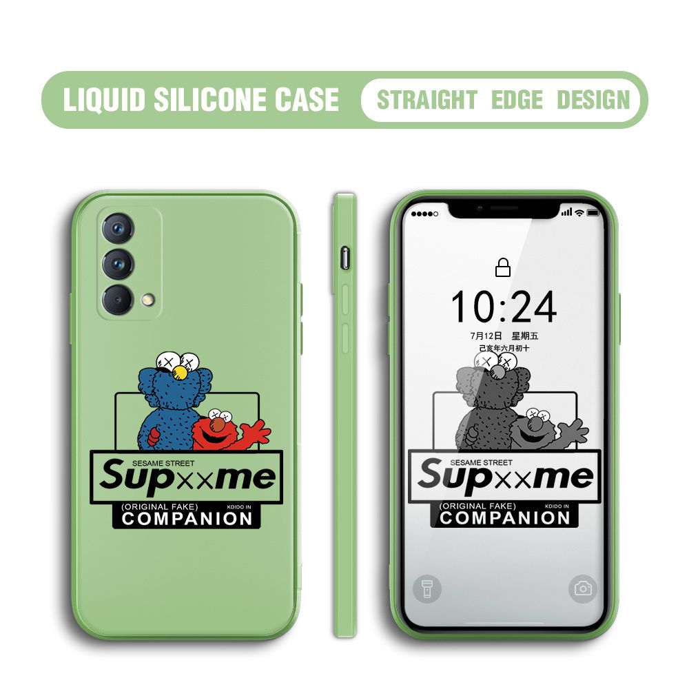BILI for Realme GT Master Back Cover Sesame Street Companion Multicolor Liquid Silicone Phone Case Soft Square Lens Protection Phone Cases