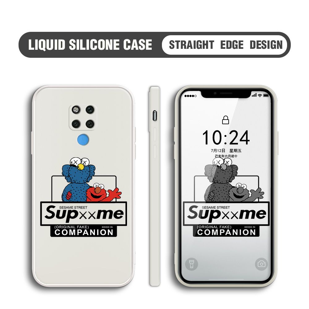 BILI for Huawei Mate 20 X Back Cover Sesame Street Companion Multicolor Liquid Silicone Phone Case Soft Square Lens Protection Phone Cases