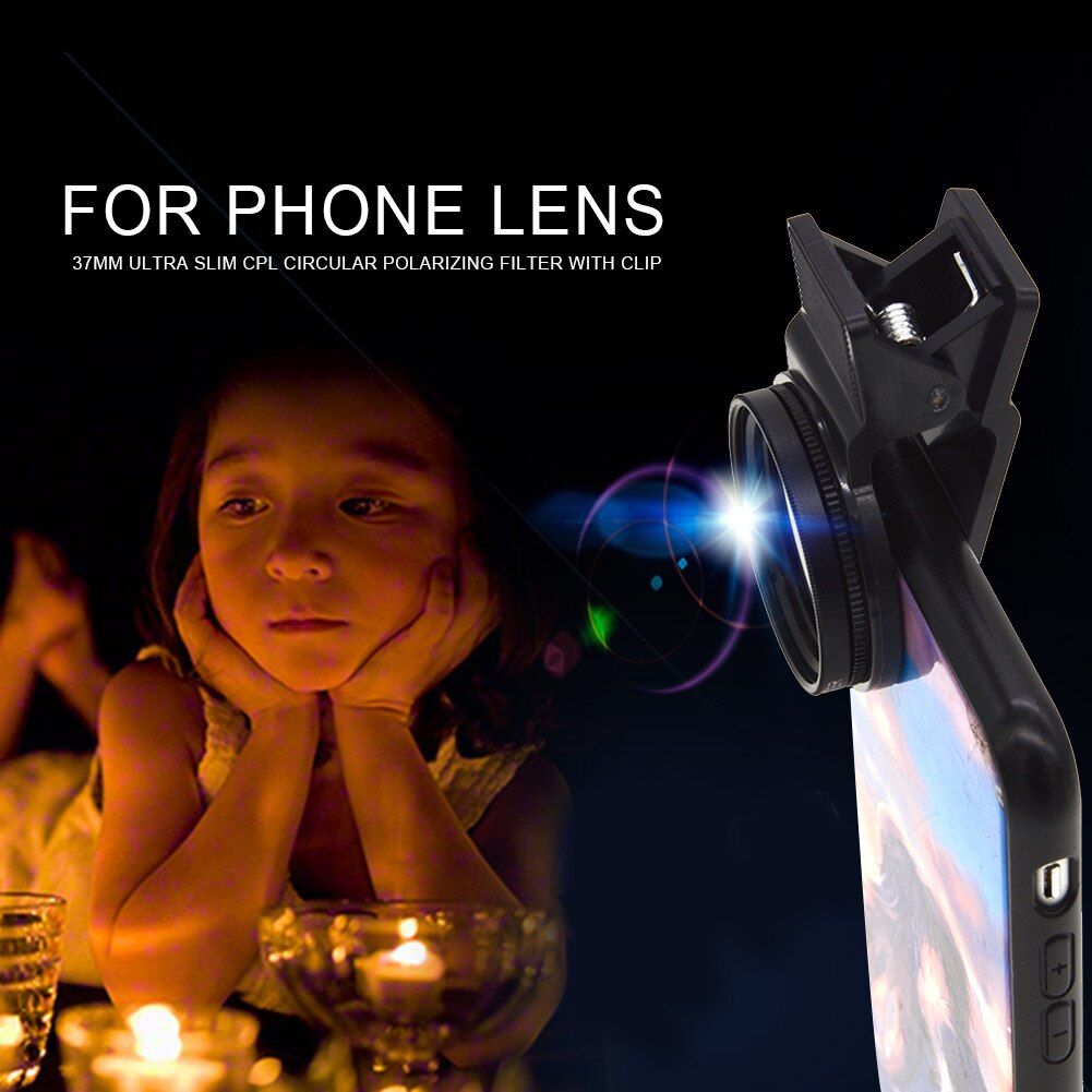 37mm Ultra Slim Phone Lens Portrait Phone Camera Lens CPL Circular Polarizing Polarizer Filter with Clip