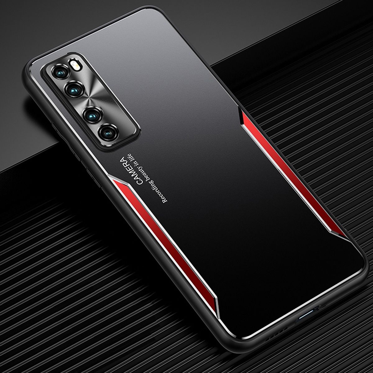 For Huawei Nova 7 Pro 5G Electroplated Metal Back Panel Soft TPU Bumper Double Shockproof Protective Cover Compatible case