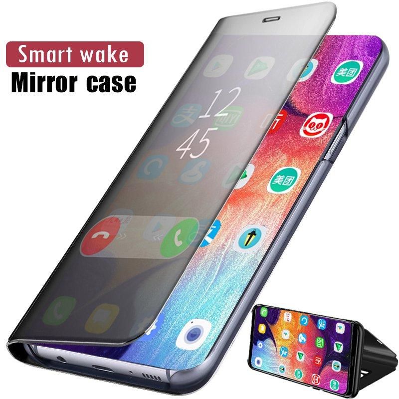 For Samsung Galaxy A71 A70 A51 A50 A50s A31 A30s A30 A20s A20 A11 A10s M11 M31 Case Luxury Mirror Surface Smart Case Slim Clear View Mirror Flip Leather Stand Protective Casing Back Cover