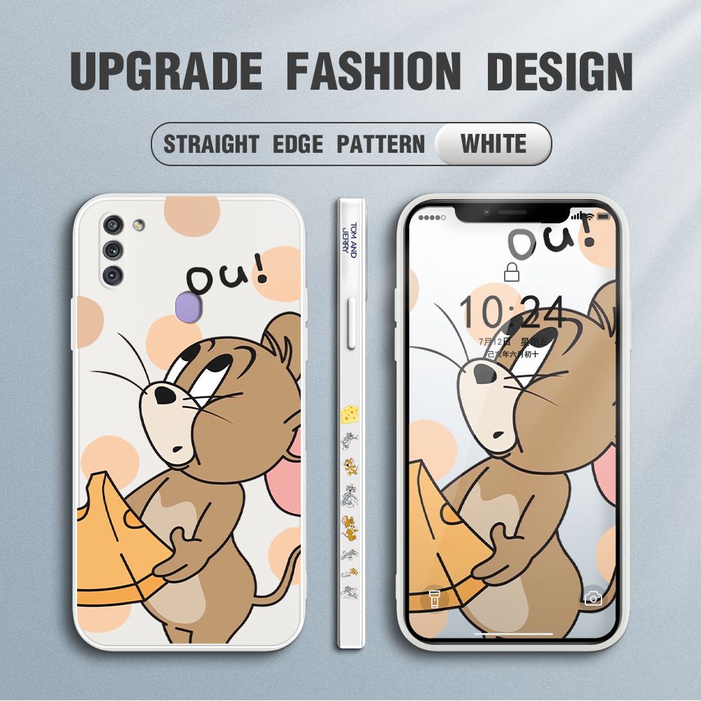 Jizetin for Samsung Galaxy A11 / M11 Case Tom and Jerry Design Side Design Phone Case Square Edge Pattern Liquid Silicone Cases Full Cover Camera Shockproof Protective Case