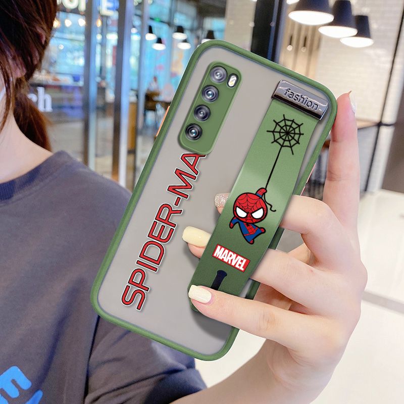 UCUC for Huawei Nova 7 Wrist Strap Case Superhero Spider Superman Wristband Printing Cover Shockproof Frosted Phone Case