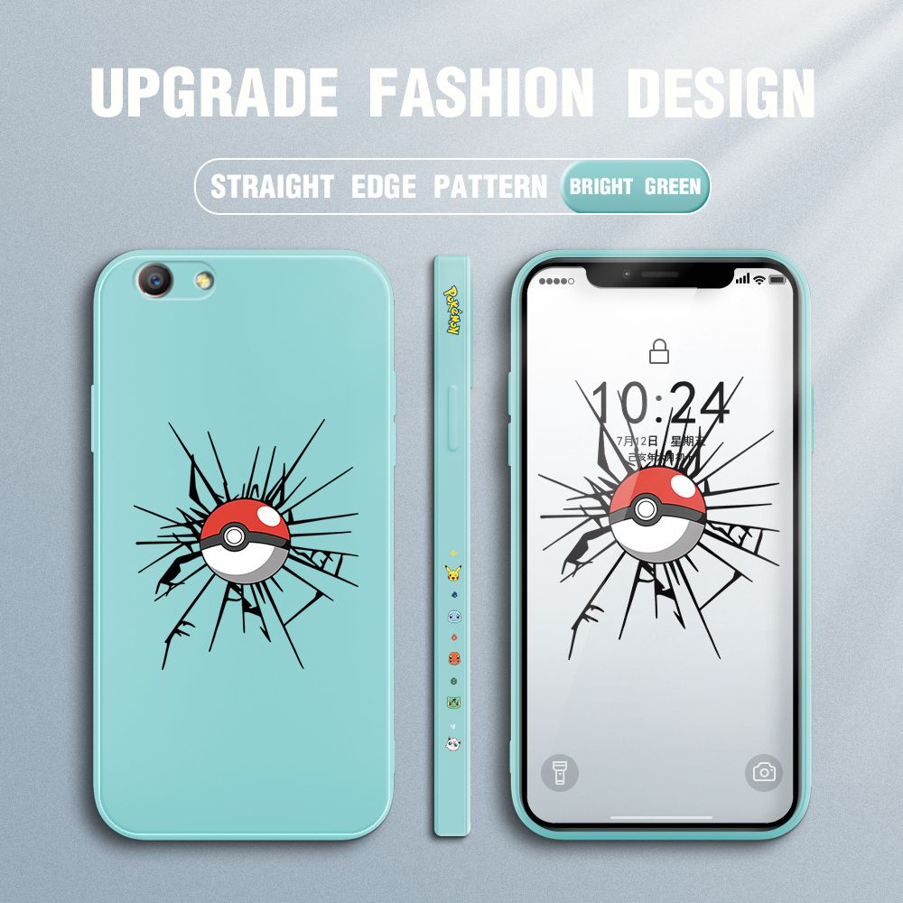 Jizetin for OPPO F1S Case Cartoon Pokémon Pocket Monster Design Side Design Phone Case Square Edge Pattern Liquid Silicone Cases Full Cover Camera Shockproof Protective Case