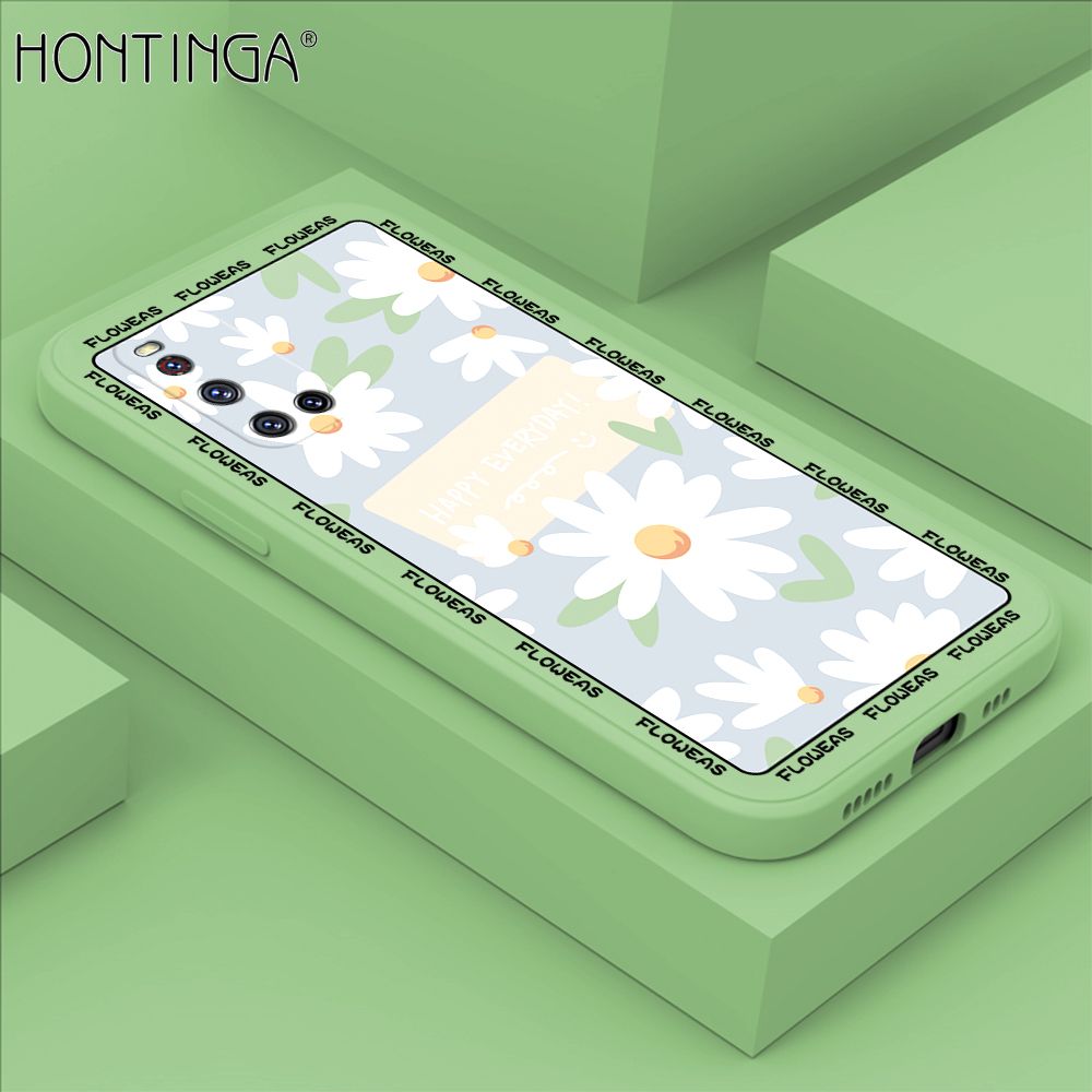 Hontinga for Vivo V19 Case Beautiful Daisy Flower Phone Case Phone Case Soft Square Edge Silicone Cases Full Lens Cover Shockproof Protection Cover