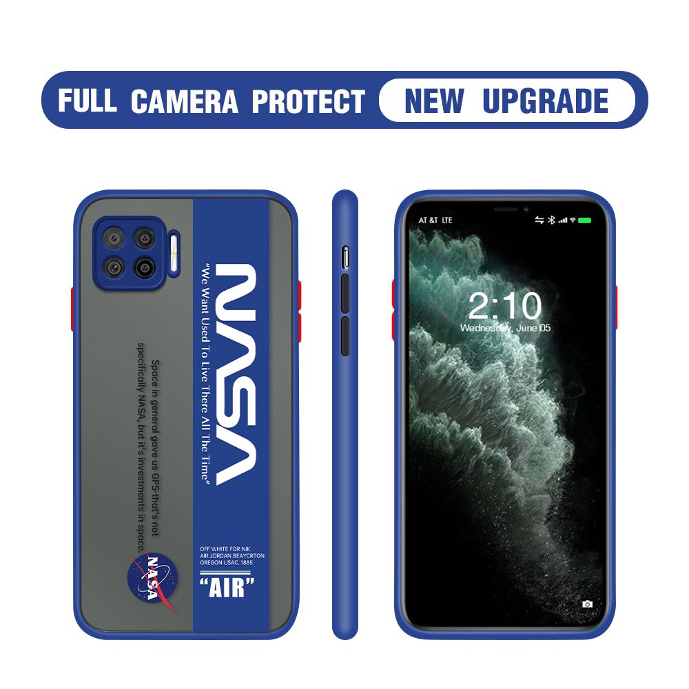 Hontinga for OPPO A73 2020 Case Astronaut Space Logo Cases Edge Frosted Transparent Phone Cover
