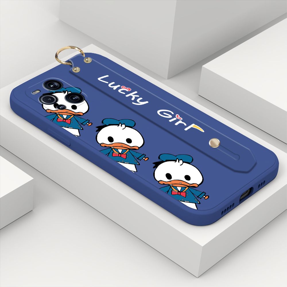 ZeroQiQi for OPPO Find X3 Pro Wrist Strap Case Cute Cartoon Little Duck Phone Case Square Edge Liquid Silicone Case Full Cover Camera Shockproof Protective Cases