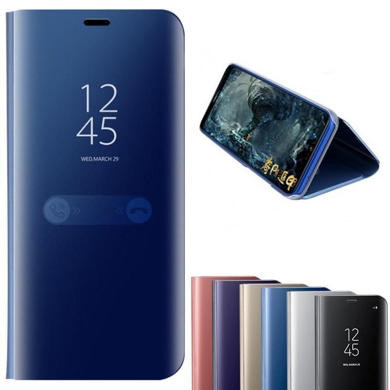 Oppo Realme X Original Smart Luxury Plating Clear View Mirror Leather Stand Flip Cover