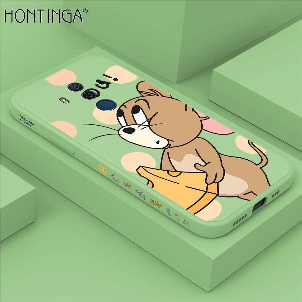 Hontinga for Huawei Mate 10 Pro Case Side Design Cute Cartoon Mouse Back Cover Soft Square Edge Pattern Liquid Silicone Trend Phone Cases