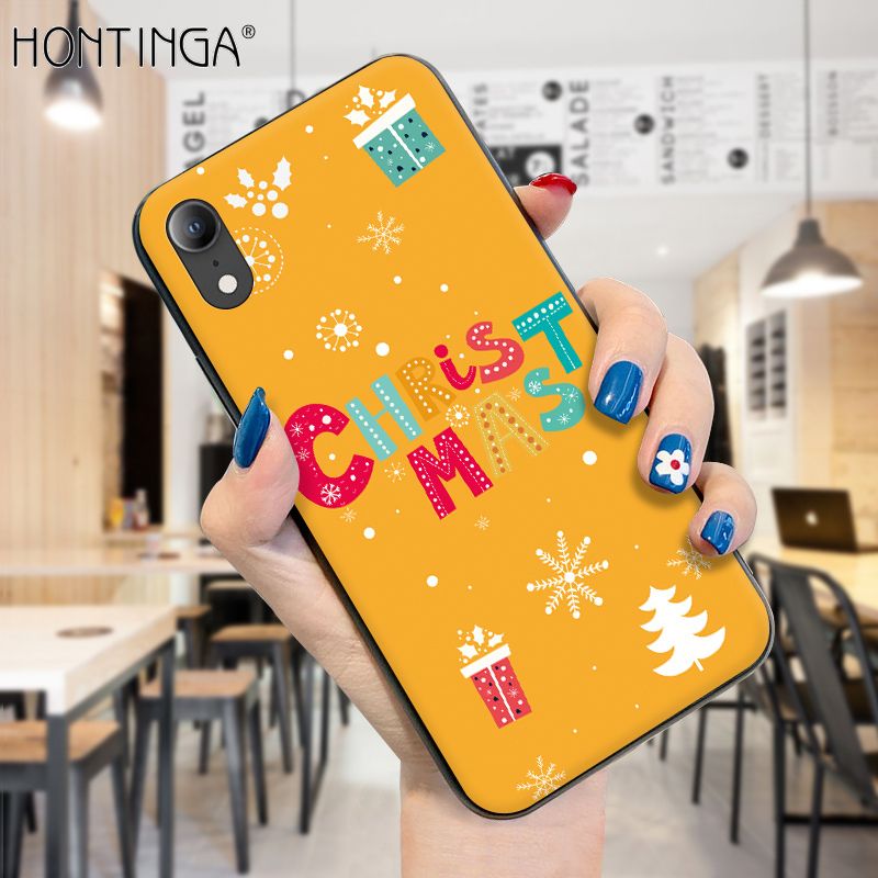 Hontinga for iPhone XR Case Merry Christmas Gifts for Girls Boys Phone Cover Shockproof Soft Silicone TPU Cases