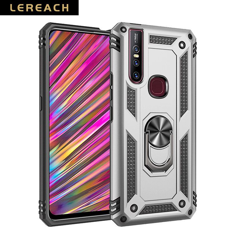 Lereach For Vivo V15 Mobile Phone Case TUP+PC Hard Ring Car Ring Bracket Shockproof Back Cover