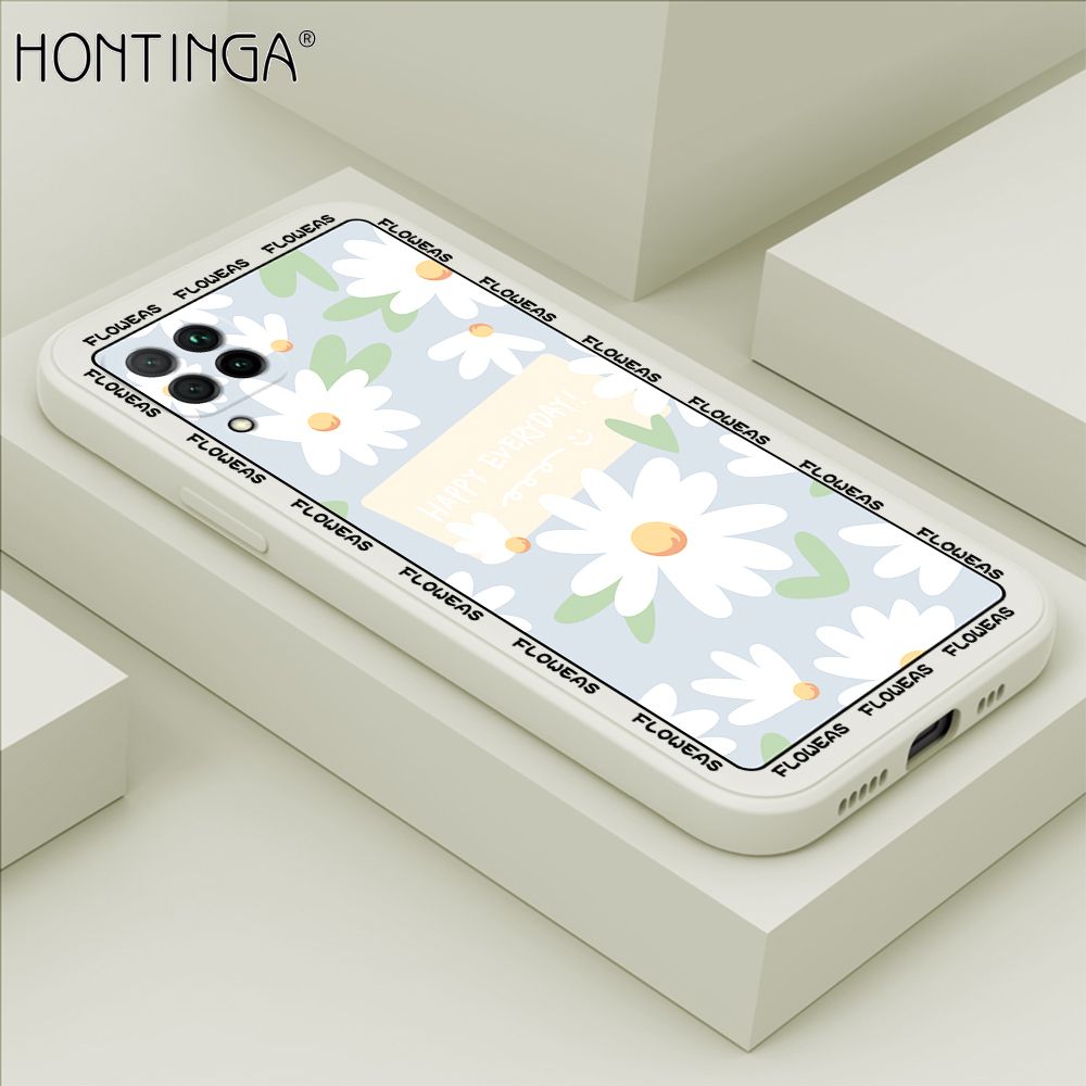 Hontinga for Huawei Nova 7I Case Beautiful Daisy Flower Phone Case Phone Case Soft Square Edge Silicone Cases Full Lens Cover Shockproof Protection Cover