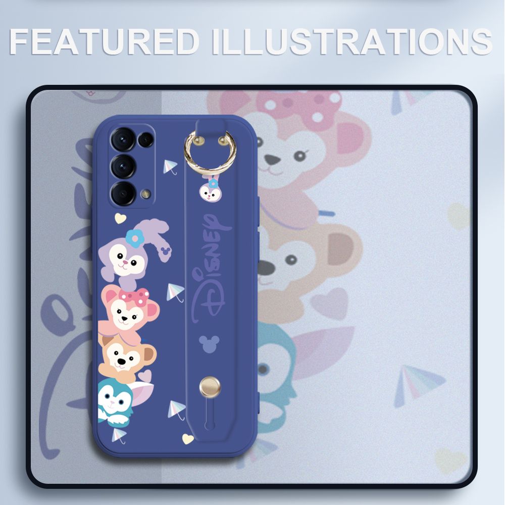 UCUC for OPPO Reno5 Wrist Strap Case Creative Cartoon Cute Bunny Cover Ultra Thin Anti Fall Liquid Silicone Phone Case