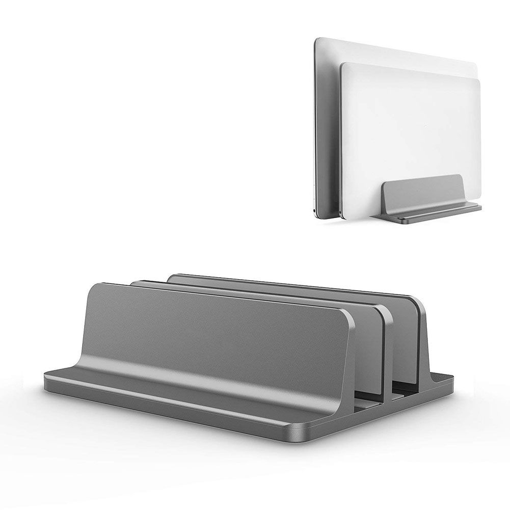 Yfashion Vertical Laptop Stand Double Desktop Stand Holder with Adjustable Dock (Up o 17.3 Inch)