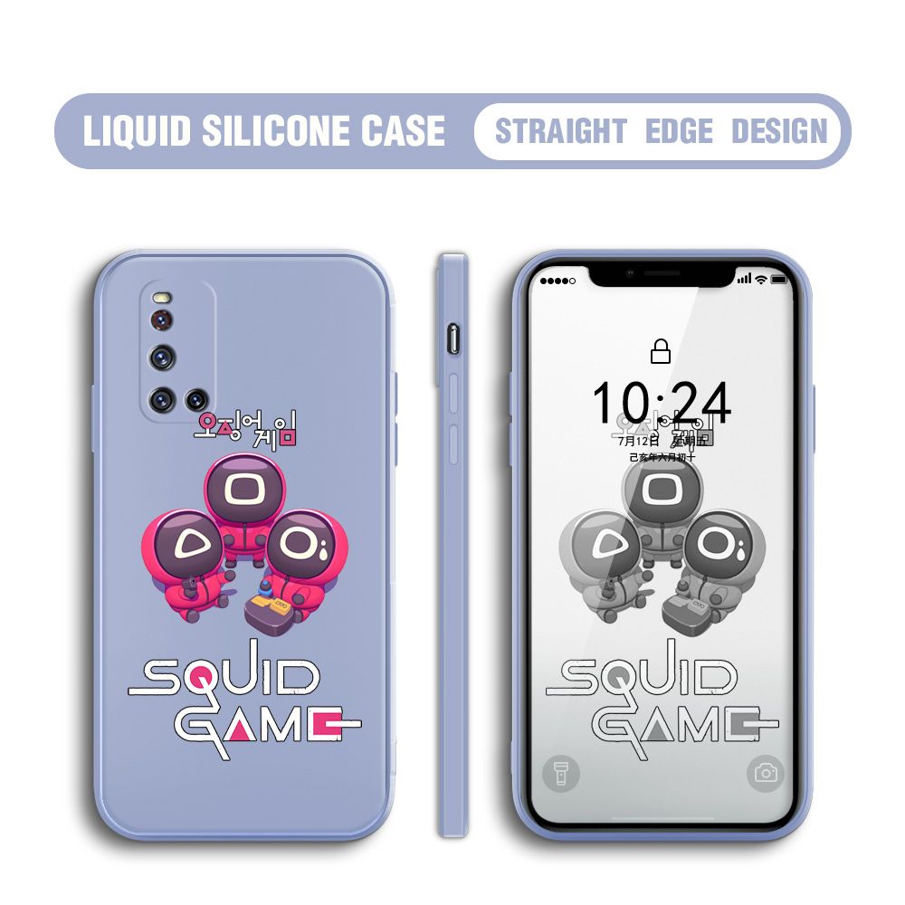 Jizetin for Vivo V19 Case Cute Cartoon Cute Squid Character Phone Cover Square Liquid Silicone Shockproof Phone Protective Case