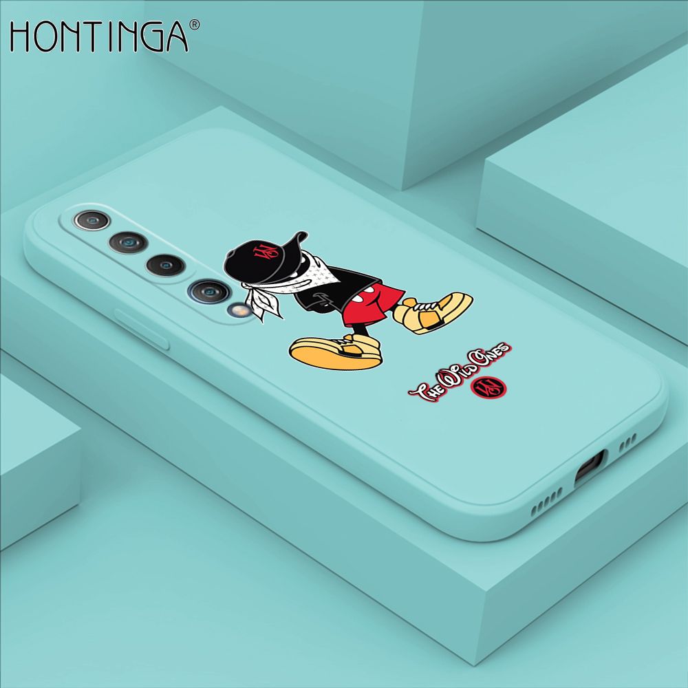Hontinga for Xiaomi Mi 10 Case Cartoon Masked Mouse Phone Case Soft Square Edge Silicone Cases Full Lens Cover Shockproof Protection Cover