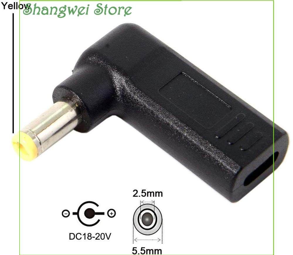 NUOLIANXIN USB 3.1 Type C USB-C to DC 20V 5.5mm 2.5mm Adapter Emulator Trigger 90 Degree Angled (5.5x2.5MM)