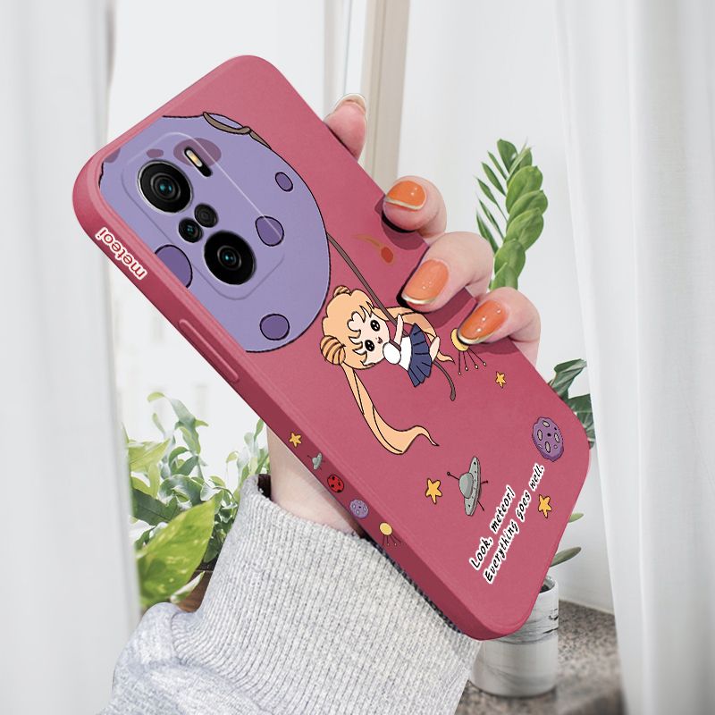 AMORVOR for Redmi K40/K40 Pro Back Cover Lovely Sailor Moon Side design Soft Case Liquid Silicone Phone Cases