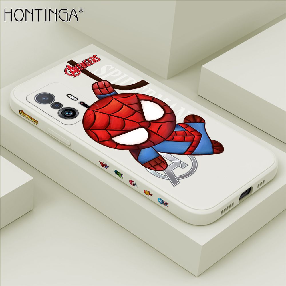 Hontinga for Xiaomi 11T / 11T Pro Case Side Design Cartoon Little Spider Back Cover Soft Square Edge Pattern Liquid Silicone Trend Phone Cases