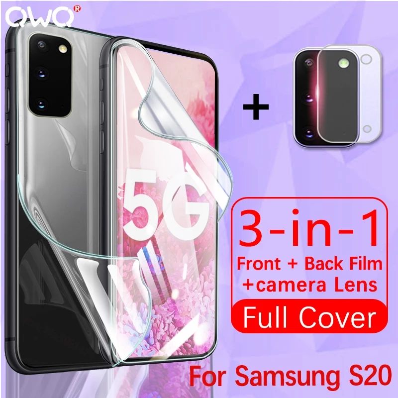 S20+ 3-in-1 Combo Pack Front+Back+Camera Hydrogel Protector Poly (Not Glass) for Samsung Galaxy S20 plus