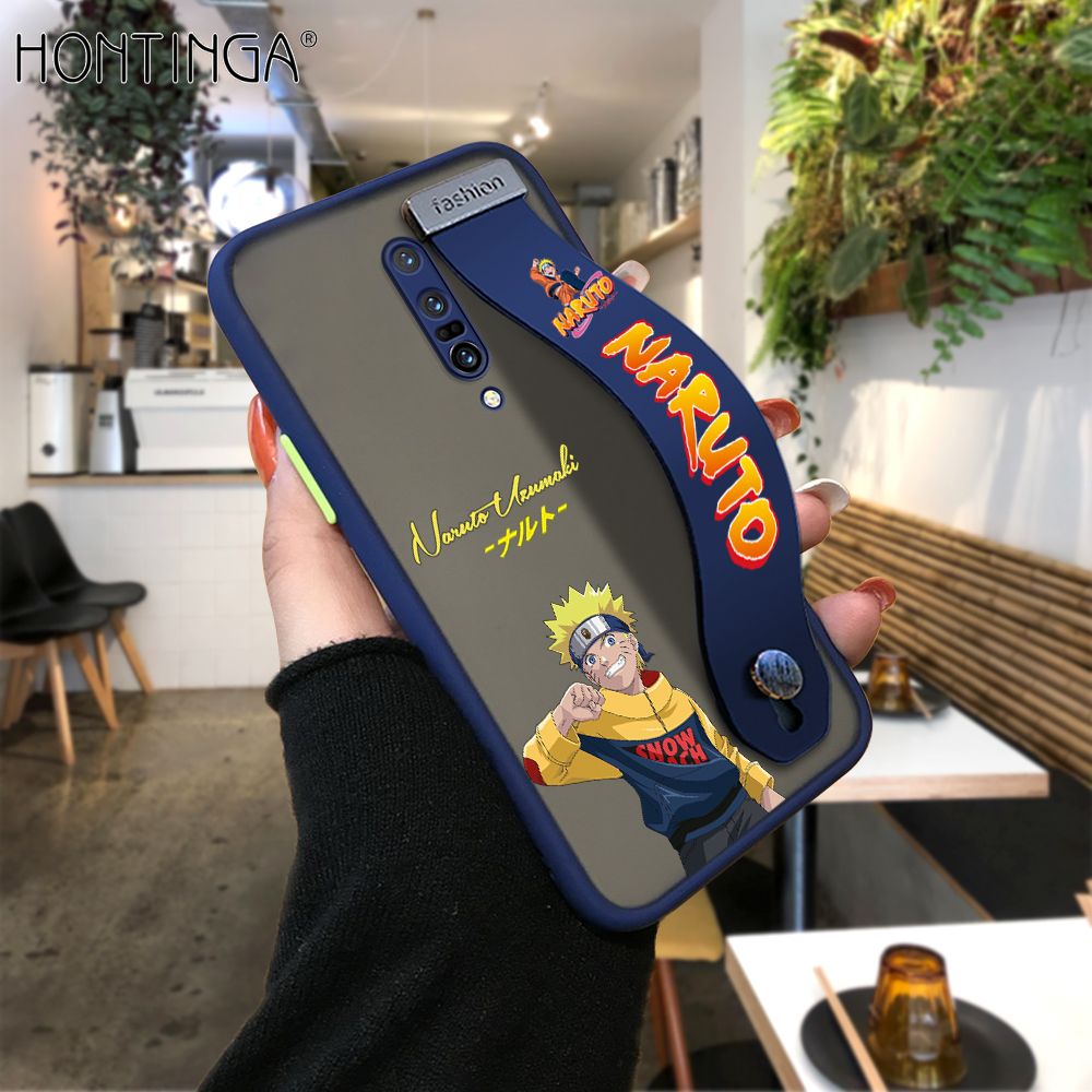 Hontinga for OnePlus 7 Pro Back Cover With Wristband Uzumaki Naruto Phone Casee Full Lens Protection Thin Frosted Cases