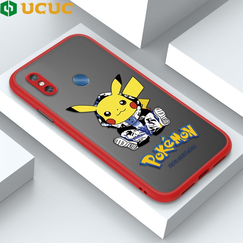 UCUC for Xiaomi 8 Back Cover Wrapped Pikachu Frosted Transparent Hard Phone Case Thin Shockproof Full Cover Camera Protect Case