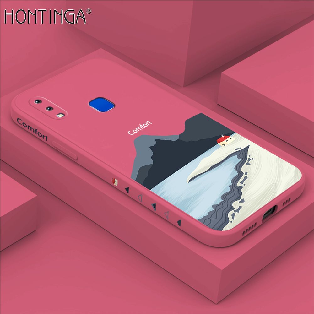 Hontinga for Vivo Y91 Y95 Case Side Design New Mount Back Cover Soft Square Edge Pattern Liquid Silicone Trend Phone Cases