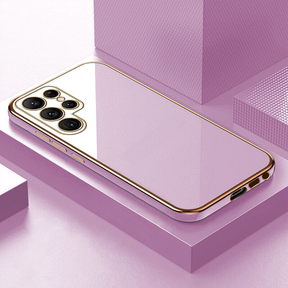 ZeroQiQi for Samsung Galaxy S22 Ultra 5G Back Cover Luxury 6D Plating Case Side Pattern Soft Silicone Square Phone Cases + Free Lanyard
