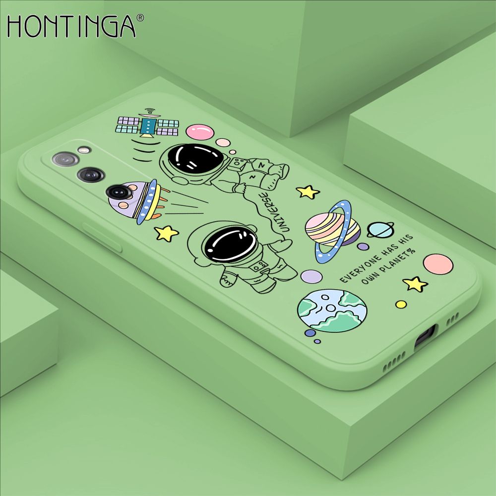 Hontinga for Samsung Galaxy S20 FE 4G / 5G Case Fashion Earth Planet Astronaut Phone Case Soft Square Edge Silicone Cases Full Lens Cover Shockproof Protection Cover