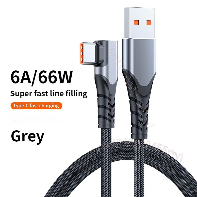 Tpe+aluminum Shell Usb Type C Elbow  Data  Cable Low Impedance Built-in Chip 6a Game Fast Charging Mobile Phone Data Cord 0.5m/1m/2m/3m