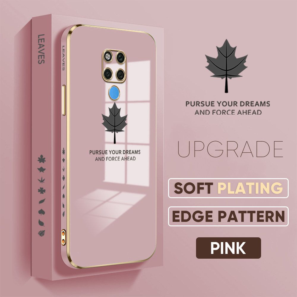 TA for Huawei Mate 20 X Back Cover + Free Lanyard Maple Leaf Luxury 6D Plating Case Side Pattern Soft Silicone Square Phone Cases