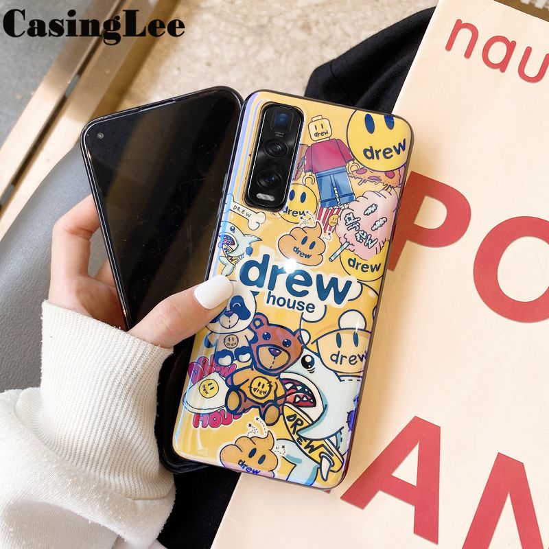 Protect Cover For OPPO Find X2 Pro Case Shockproof Fashion Cartoon Smile Face Blue Light Silicone Soft Back Cover for OPPO FindX2 Pro Phone Cases