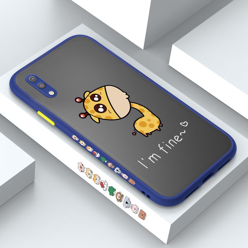 ZeroQiQi for Samsung M10 Case Cute Funny Giraffe Side Printing Cover Frosted Ultra Thin Protective Anti Fall Phone Case