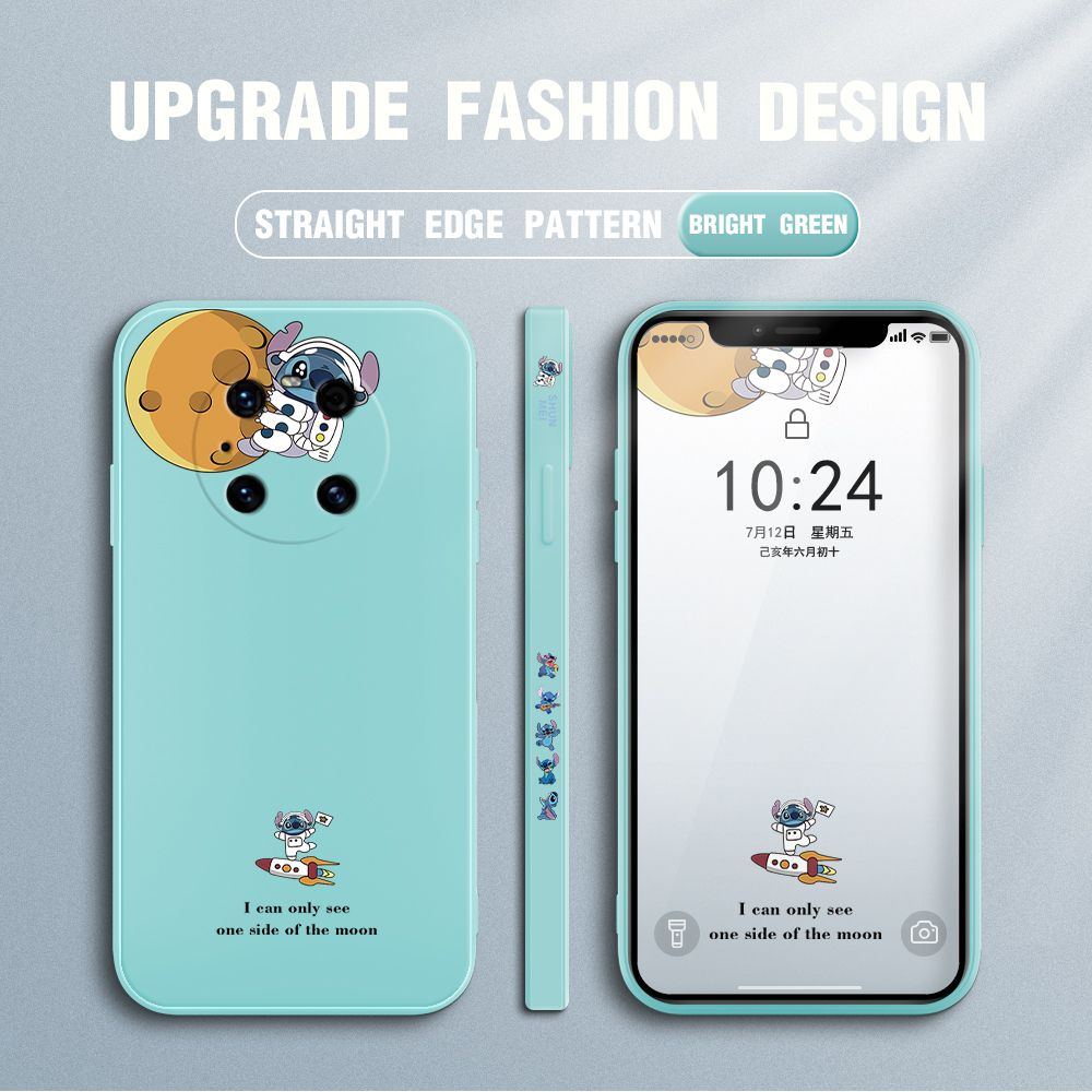 Jizetin for Huawei Mate 40 Pro Plus Case Side Design Phone Cover  Astronaut Stitch Cover Square Edge Pattern Liquid Silicone Trend Case