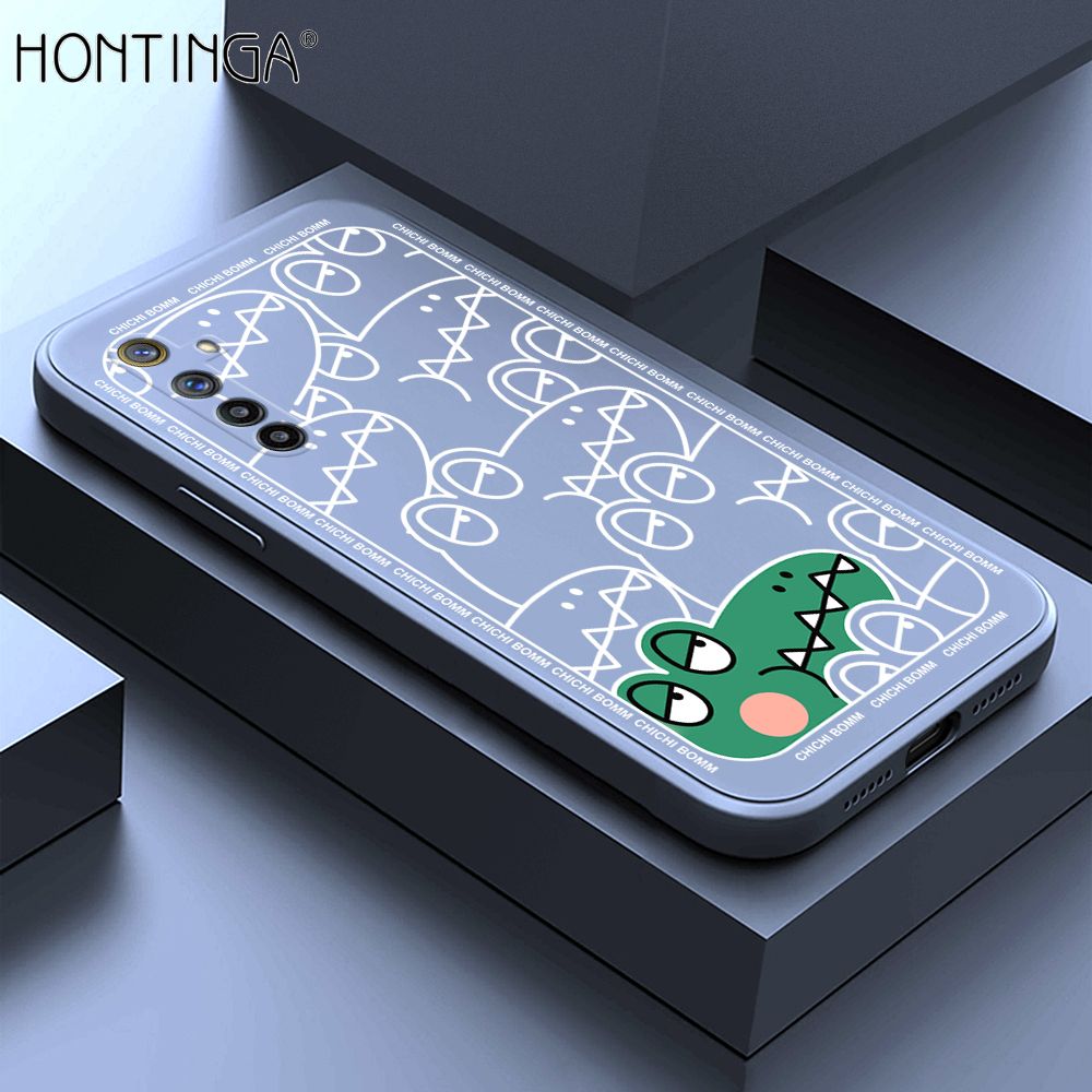 Hontinga for Realme 6 / Narzo Case Cartoon Crocodile Alligator Phone Case Phone Case Soft Square Edge Silicone Cases Full Lens Cover Shockproof Protection Cover