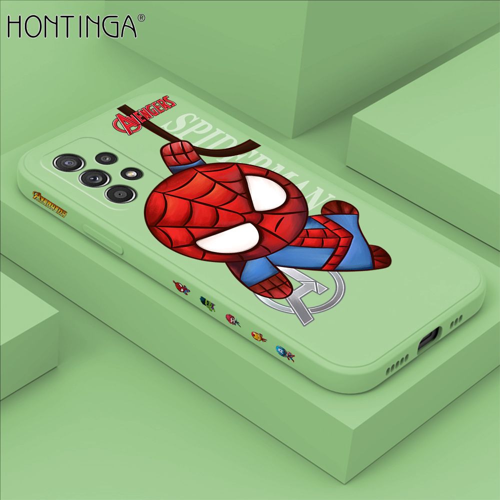 Hontinga for Samsung A52 5G Case Side Design Cartoon Little Spider Back Cover Soft Square Edge Pattern Liquid Silicone Trend Phone Cases