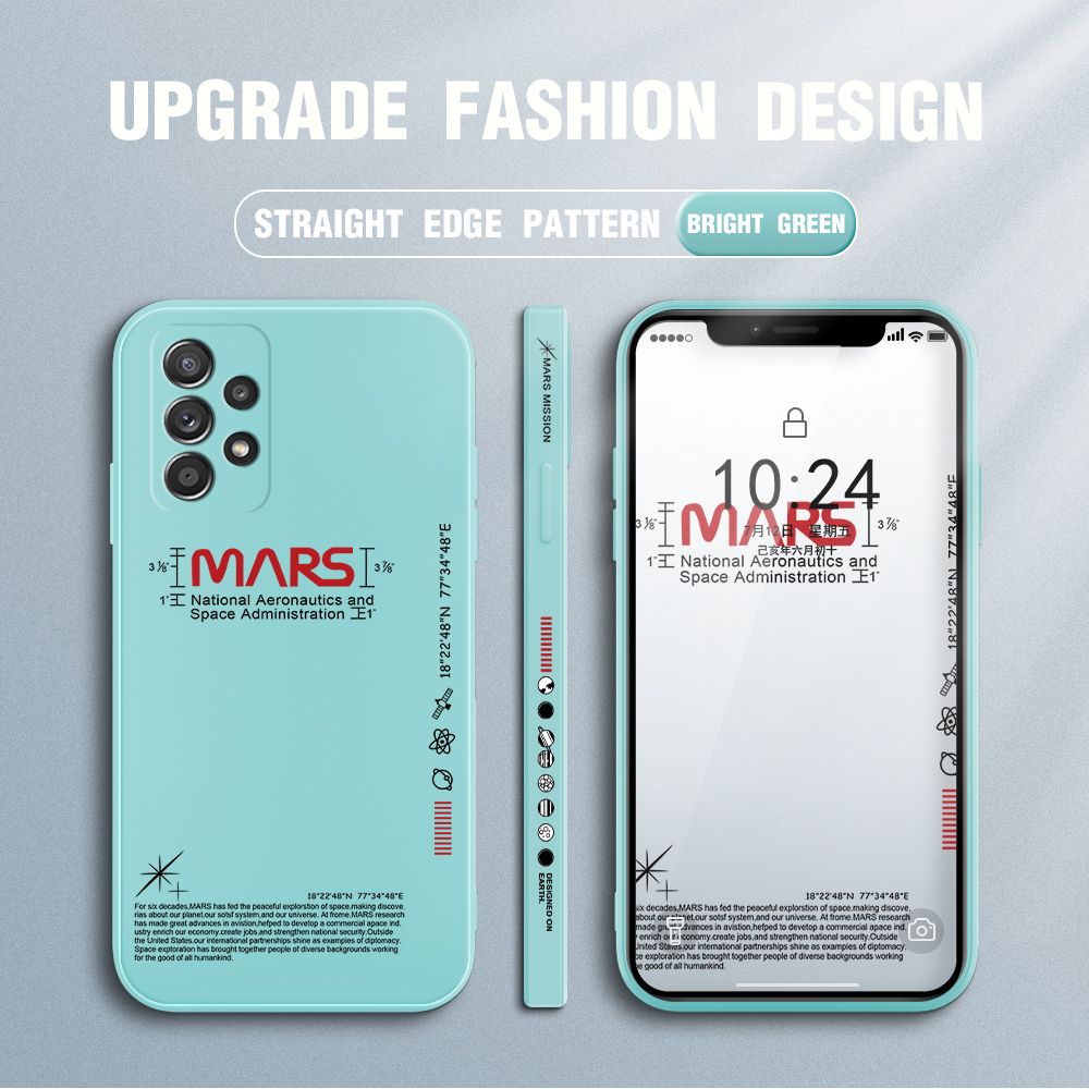 Jizetin for Samsung Galaxy A52 / A52 5G / A52S 5G Case New NASA Design Side Design Phone Case Square Edge Pattern Liquid Silicone Cases Full Cover Camera Soft Protection Case