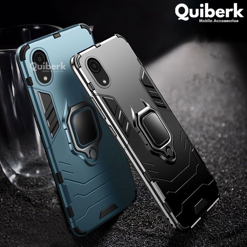 Quiberk for Samsung Galaxy A03 Core Case Shockproof Armor Metal Ring Stand Holder Hard Protective Cover