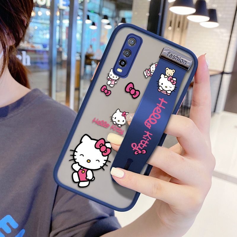 UCUC for Vivo Y51S Wrist Strap Case Lovely KT Cat Wristband Printing Cover Shockproof Ultra Thin Phone Case